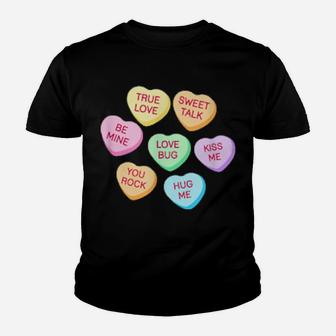 Happy Valentines Day Candy Conversation Cute Hearts Youth T-shirt - Monsterry CA