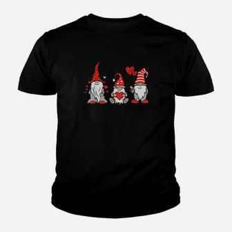 Happy Valentines Day Three Cute Gnomess Hearts Youth T-shirt - Monsterry