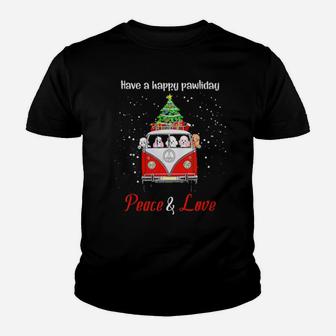 Have A Happy Pawliday Peace And Love Poodle Xmas Gift Youth T-shirt - Monsterry DE