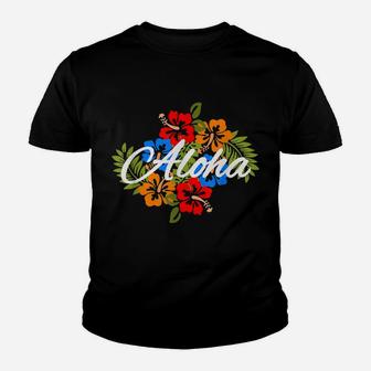 Hawaii Aloha T Shirt Hawaiian Hibiscus Flowers Youth T-shirt | Crazezy
