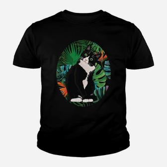 Hawaiian Tshirt Tuxedo Cat Tropical Gift Animal Lovers Sweatshirt Youth T-shirt | Crazezy UK