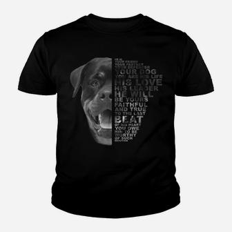 He Is Your Friend Your Partner Your Dog Rottweiler Dogs Gift Youth T-shirt | Crazezy