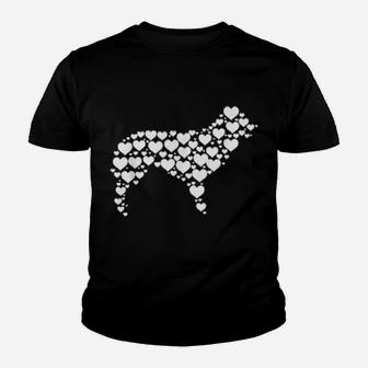 Heart Dog Australian Shepherd Puppy Valentine Day Youth T-shirt - Monsterry