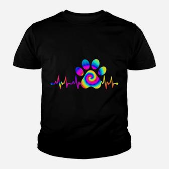 Heartbeat Dog Lovers Clothing - Tie Dye Dog Youth T-shirt | Crazezy