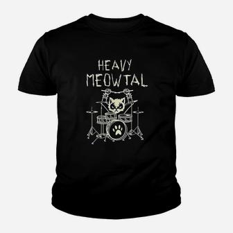 Heavy Meowtal Cat Metal Music Gift Idea Funny Pet Owner Youth T-shirt | Crazezy