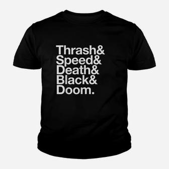 Heavy Metal Music Types List Thrash Speed Doom Death Black Youth T-shirt | Crazezy UK