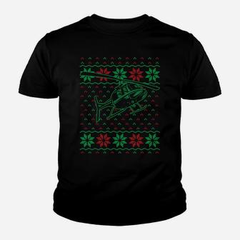 Helicopter Pilot Xmas Gift Aviation Ugly Christmas Sweatshirt Youth T-shirt | Crazezy