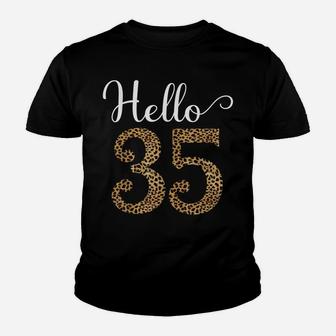 Hello 35 Years Leopard Print 35Th Birthday Party Woman Gift Youth T-shirt | Crazezy