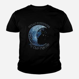 Hello Darkness My Old Friend Funny Cat Moon Youth T-shirt | Crazezy