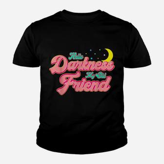 Hello Darkness My Old Friend - Retro Funny Moon Graphic Youth T-shirt | Crazezy