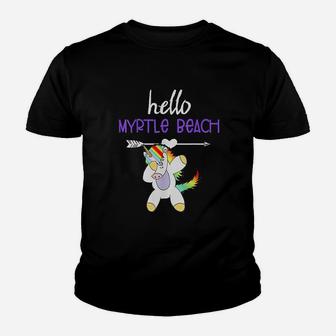 Hello Myrtle Beach South Carolina Dabbing Unicorn Youth T-shirt | Crazezy CA