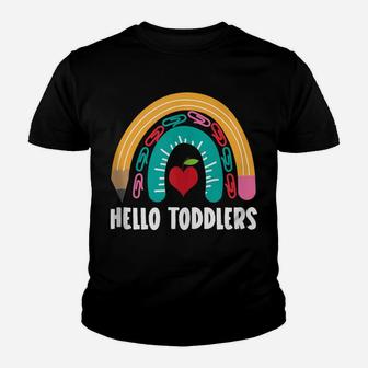 Hello Toddlers, Funny Boho Rainbow For Teachers Youth T-shirt | Crazezy
