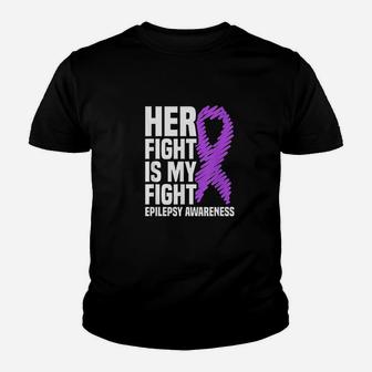 Her Fight Is My Fight Purple Ribbon Youth T-shirt | Crazezy UK