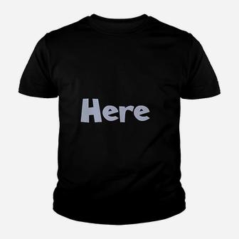 Here Cute Comic Cat Youth T-shirt | Crazezy
