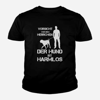 Herrchen Warnung Lustiges Hundebesitzer Kinder Tshirt in Schwarz - Seseable