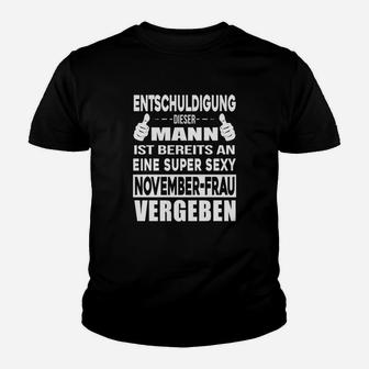 Herren Kinder Tshirt Vergeben an November-Frau, Lustiges Design - Seseable