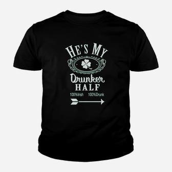 Hes My Drunker Half Funny Saint St Patricks Day Shamrock Cute Youth T-shirt - Thegiftio UK