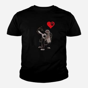 High Five Heart Bulldog Pup I Love Boxer Dog Lovers Bulldogs Youth T-shirt | Crazezy