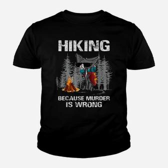 Hiking Because Murder Is Wrong Funny Cat Hiking Lovers Youth T-shirt | Crazezy AU