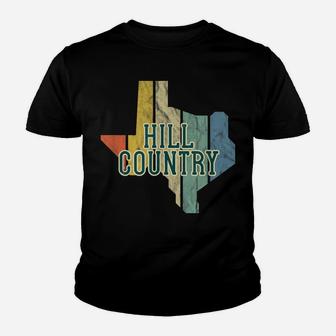 Hill Country Tx State Retro Map Distressed Vintage Graphic Youth T-shirt | Crazezy