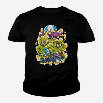 Hippie Psychedelic Cottagecore Mushrooms Trippy Aliens Ufo Youth T-shirt | Crazezy