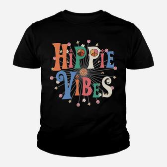 Hippie Vibes Peace Sign Love Happiness Rainbow Hearts Stars Youth T-shirt | Crazezy CA