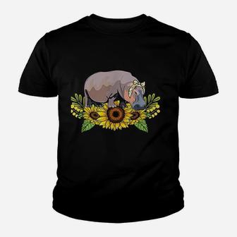 Hippo Sunflower Hippo Lover Youth T-shirt | Crazezy AU
