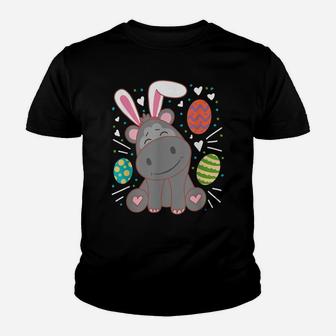 Hippo Wearing Rabbit Bunny Ears Funny Easter Sunday Youth T-shirt | Crazezy CA