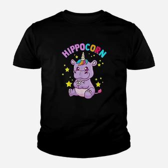 Hippocorn Hippo Unicorn Hippopotamus Magical Squad Gift Youth T-shirt | Crazezy UK