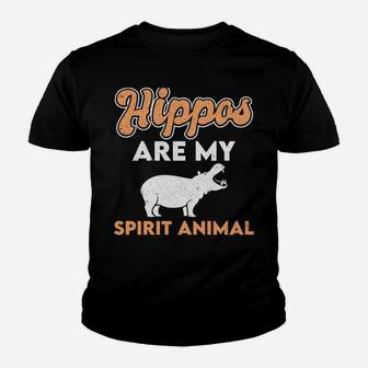 Hippos Are My Spirit Animal Hippopotamus Lover Retro Youth T-shirt | Crazezy