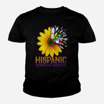 Hispanic Heritage Month National Latino Pretty Flower Flags Youth T-shirt | Crazezy UK