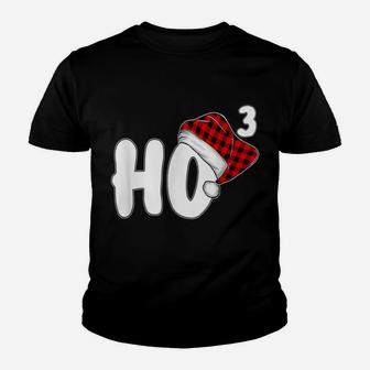 Ho-3 Cubed Santa Red Plaid Claus Christmas Ho-Ho-Ho Teachers Youth T-shirt | Crazezy UK