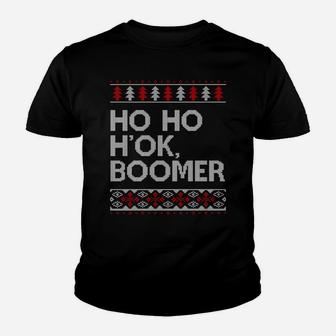 Ho Ho H'ok Boomer Ugly Christmas Ok Boomer Youth T-shirt | Crazezy UK