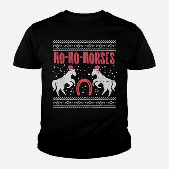Ho Horses Xmas Ugly Christmas Sweater Equestrian Women Gift Sweatshirt Youth T-shirt | Crazezy