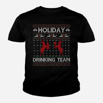 Holiday Drinking Team Reindeer Drink Ugly Christmas Sweater Sweatshirt Youth T-shirt | Crazezy AU