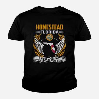 Homestead Florida Its Where My Story Begins Youth T-shirt - Thegiftio UK