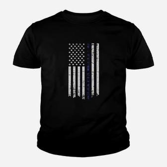 Honor Respect Thin Blue Line Flag Youth T-shirt | Crazezy UK