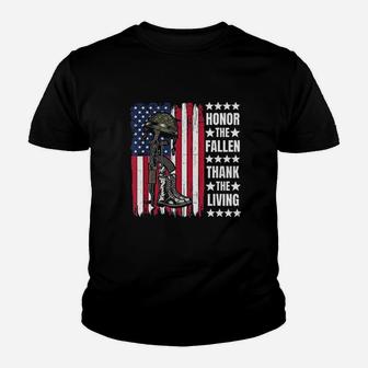 Honor The Fallen Thank The Living Memorial Day Veteran Youth T-shirt | Crazezy