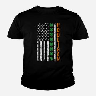 Hooligan St Patricks Day Usa American Irish Flag Shamrock Youth T-shirt | Crazezy