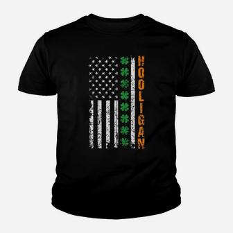 Hooligan St Patricks Day Usa American Irish Flag Shamrock Zip Hoodie Youth T-shirt | Crazezy