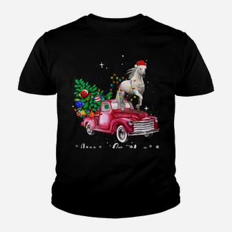 Horse Riding Red Truck Xmas Merry Christmas Youth T-shirt | Crazezy UK