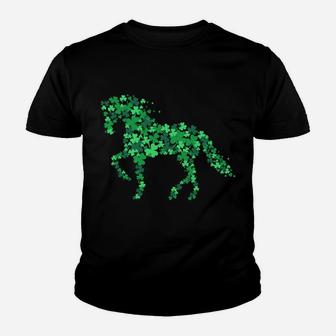 Horse Shamrock Horseback Riding Equestrian Shirt Patrick Day Youth T-shirt | Crazezy DE