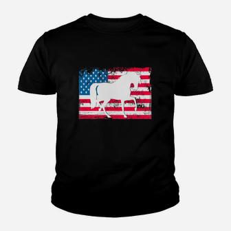 Horse Usa Flag 4th Of July America Gift Youth T-shirt - Thegiftio UK