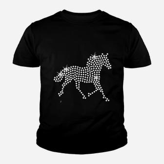 Horses Iron On Rhinestone Crystal Youth T-shirt | Crazezy