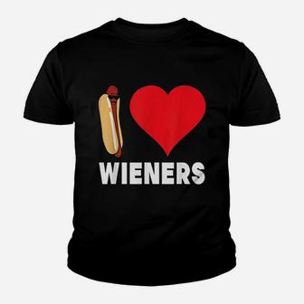 Hot Dog I Love Wieners Heart Youth T-shirt | Crazezy DE