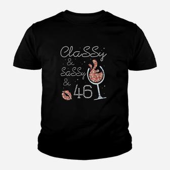 Hot Kiss And Wine Classy & Sassy 46 Years Old Happy Birthday Youth T-shirt | Crazezy CA