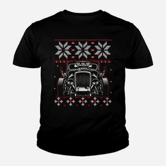 Hot Rod Ugly Christmas Sweater Classic Car Lovers Xmas Gift Sweatshirt Youth T-shirt | Crazezy