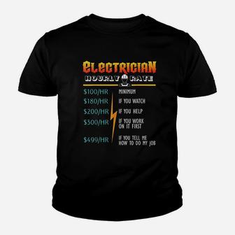 Hourly Rate Gift For Electrician Youth T-shirt | Crazezy