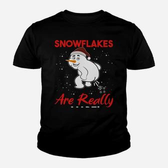 How Snowflakes Are Really Made Funny Snowman Christmas Gift Youth T-shirt | Crazezy