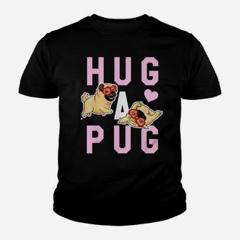 Hug A Pug Valentines Youth T-shirt - Monsterry DE